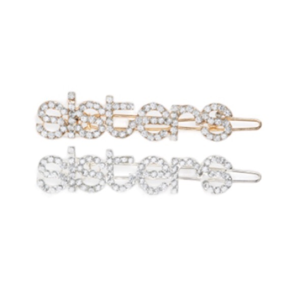 Charm It! 2-Pack Sisters Barrettes, Silver & Goldtone Embellished w Crystals - Picture 1 of 3